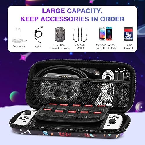 Miniatura 3 de MoKo Funda de transporte para Nintendo Switch modelo OLED Nintendo Switch, carcasa rígida portátil de viaje con 10 ranuras para tarjetas de juego