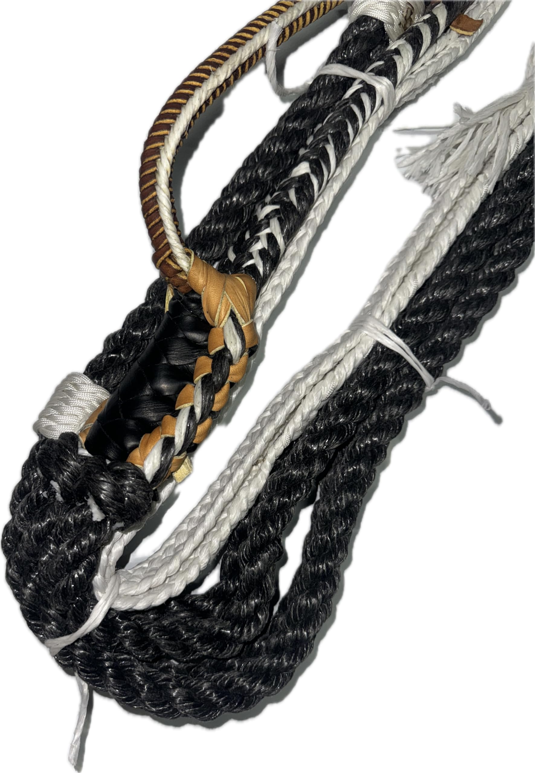 Black & White Poly Pro 9x7 LH 7/8 x 7/8 Bull Rope- EPT bull Ropes Bull Riding - 16' Rope