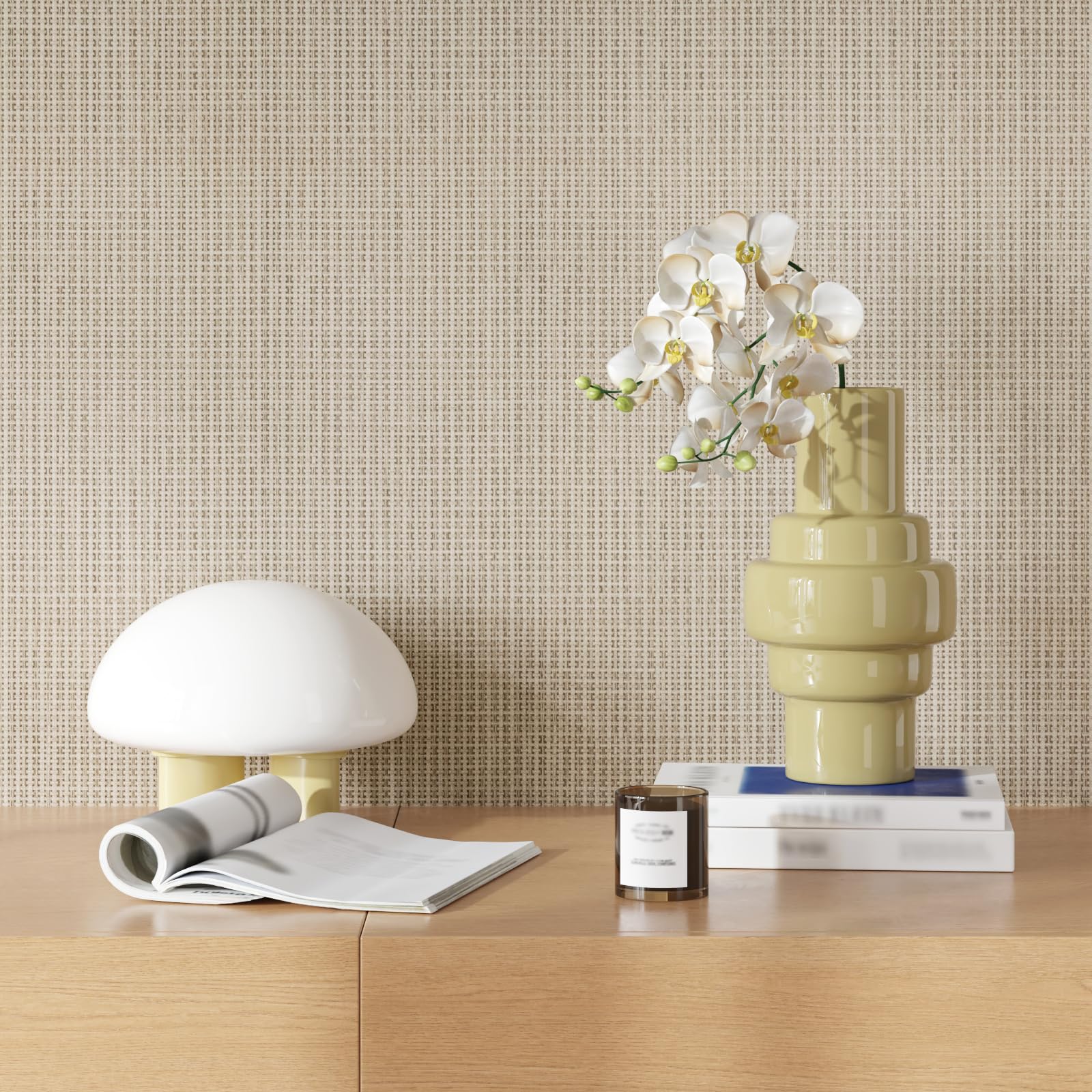 VEELIKE Papel Pintado Ratán Beige Textura 40 cm × 300 cm — view 2