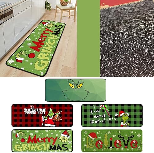 Miniatura 5 de Tapete de cocina de Navidad, impermeable, antideslizante, tapete decorativo de Navidad, lavable, cómodo, para cocina, decoración del hogar, 16 x 43