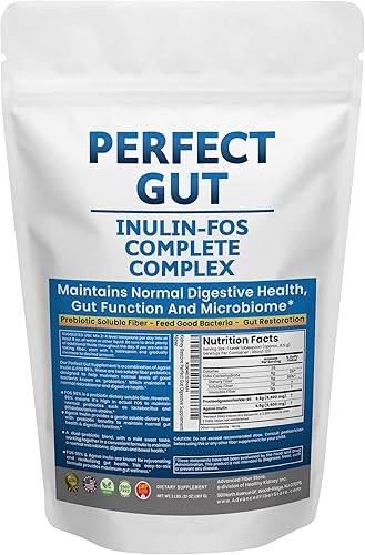 Perfect Gut Polvo de inulina FOS para la salud intestinal. Inulina prebiótica. Fibra de agave de inulina prebiótica única 95% FOS