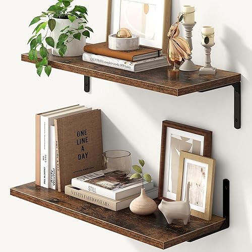 Miniatura 14 de Fun Memories Estantes flotantes para pared, estantes flotantes de 12 pulgadas de profundidad, juego de 2, estante montado en la pared con soportes
