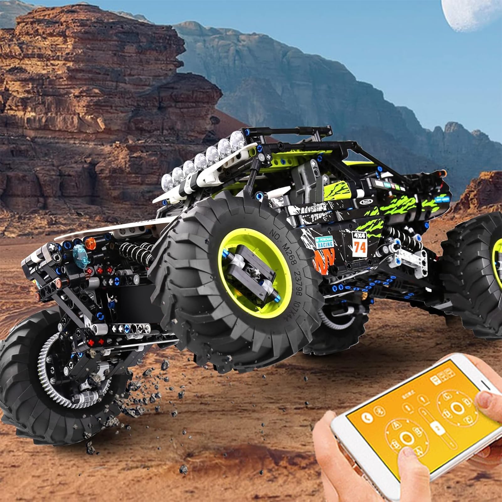 Mould King 18002 RC Off-Road Climbing Car Building Set - 1879 Pezzi 4x4 Kit di modelli di camion tecnico con funzioni di alimentazione, App e telecomando Progetto di ingegneria meccanica per adulti