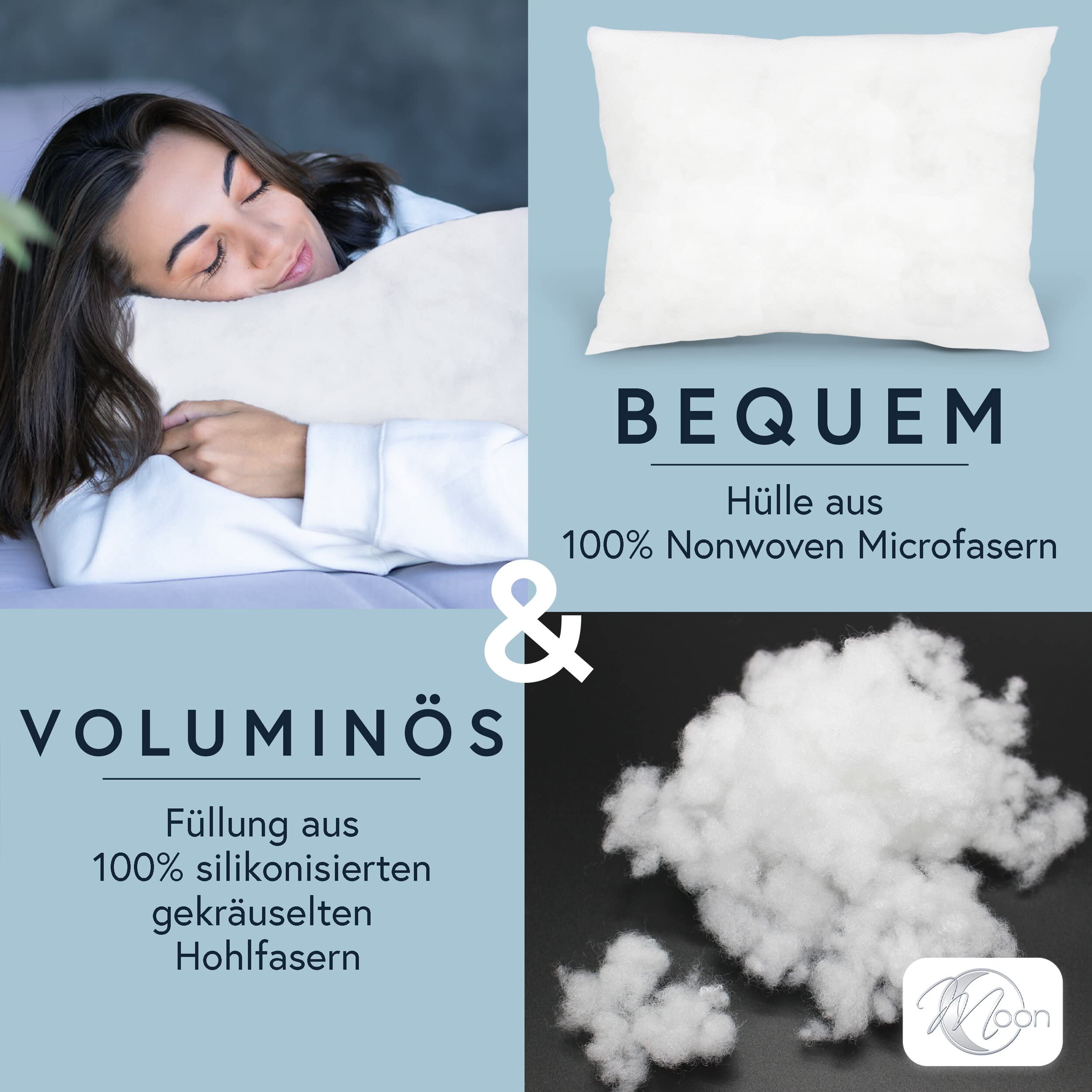 Moon Confezione Da 2 Cuscini Di Riempimento Non Tessuti, Per Interni, Per Divano, Circa 30 X 50 Cm, 240 G, Con Fibra Cava Arricciata (solida - Foto 9