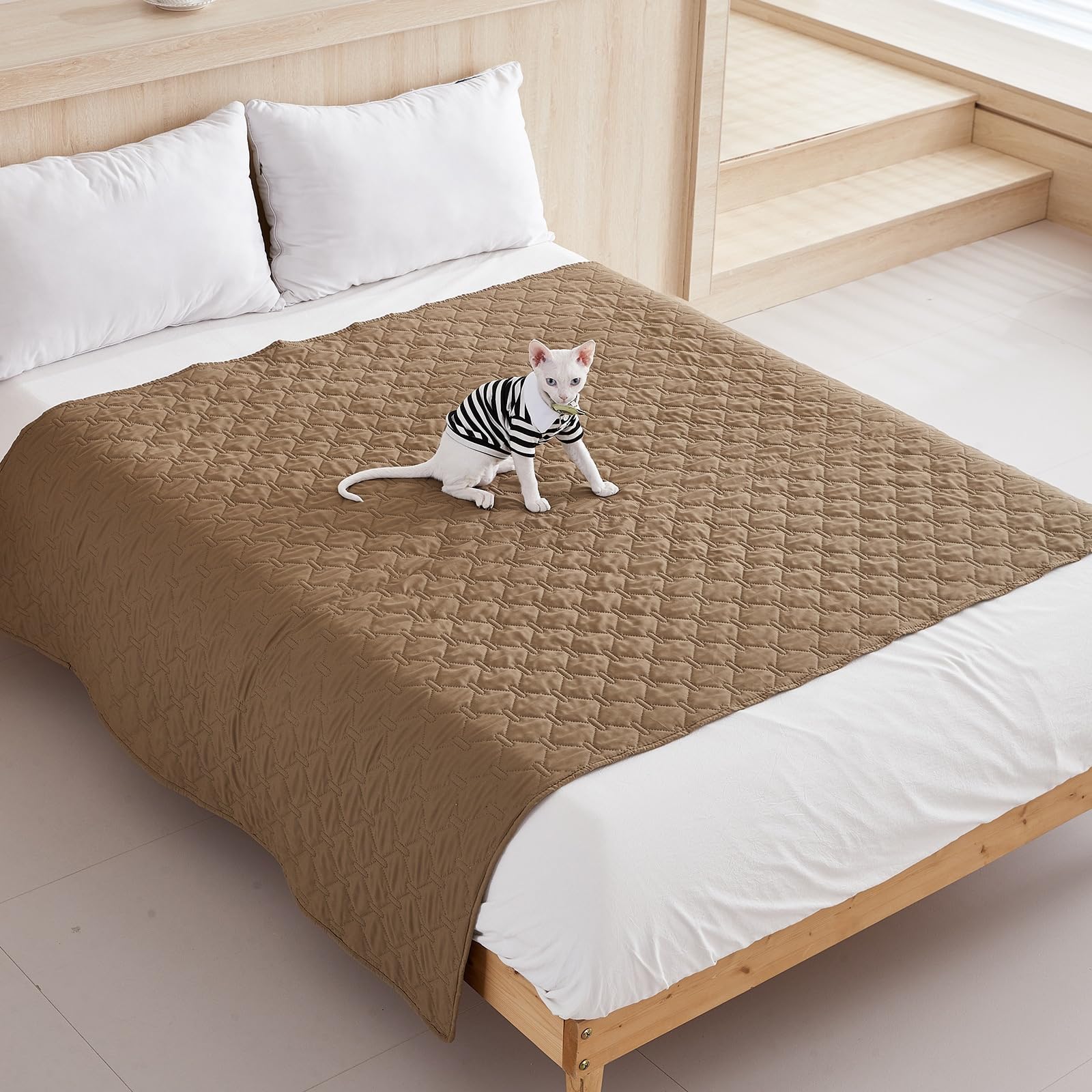 Couverture Imperméable pour Chien, Tapis de Chien Robuste Protection Canapé Lit Voiture Antidérapants, Lavable en Machine, Idéale pour Grandspetits Chiens (Kaki,200x260 cm)