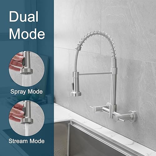 Miniatura 9 de Grifos de cocina con placa de cubierta AIMADI, grifos de fregadero de cocina contemporáneos de una sola manija de acero inoxidable de níquel