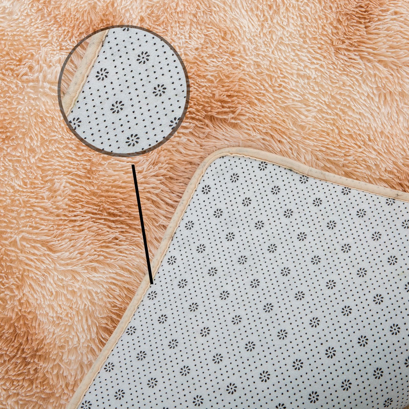 QUINZI Tappeto a pelo lungo, moderno, morbido, tappeto per camera da letto, tappeto per soggiorno, tappeto per camera dei bambini, tappeto antiscivolo(Cachi,80x160)
