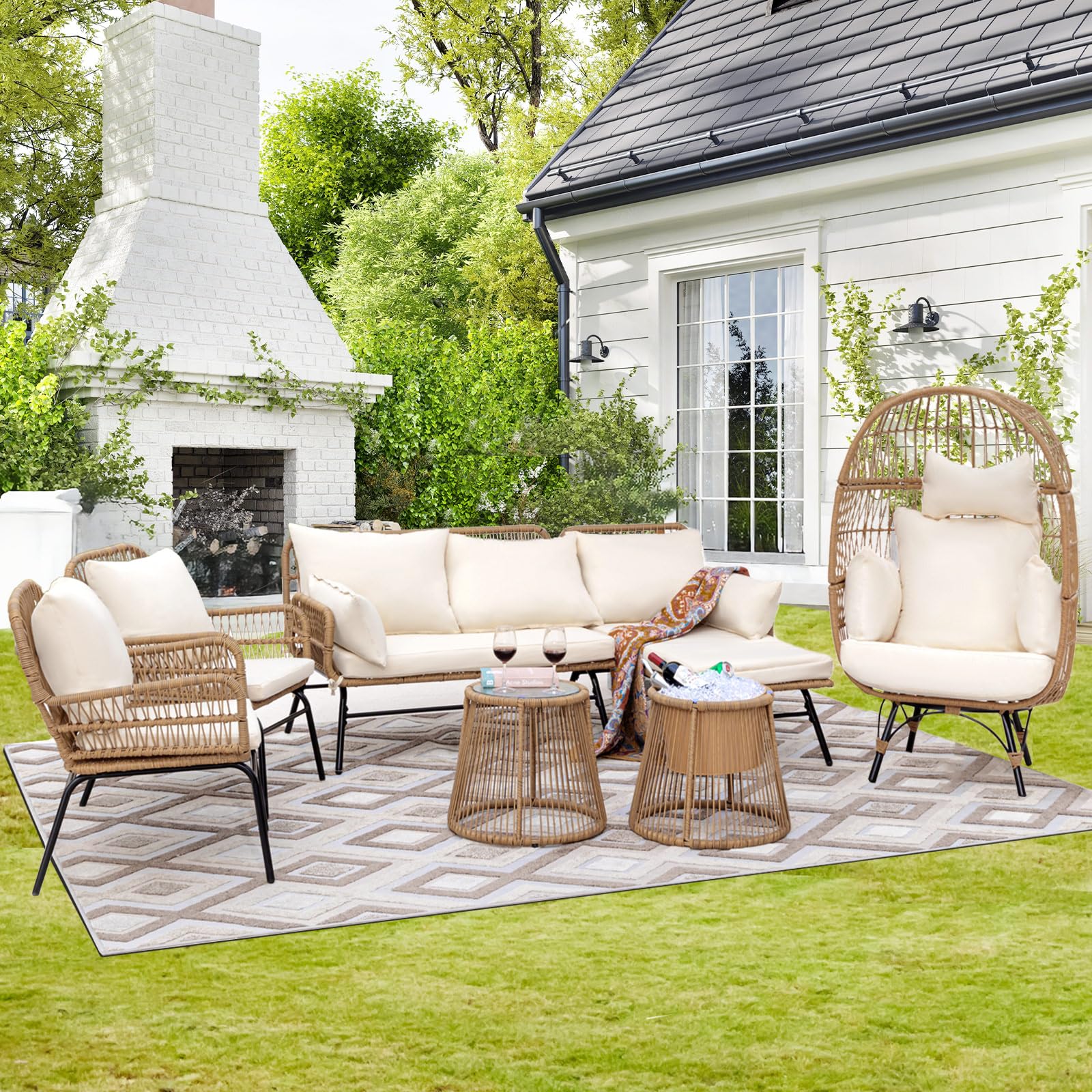 egg chair outdoor set