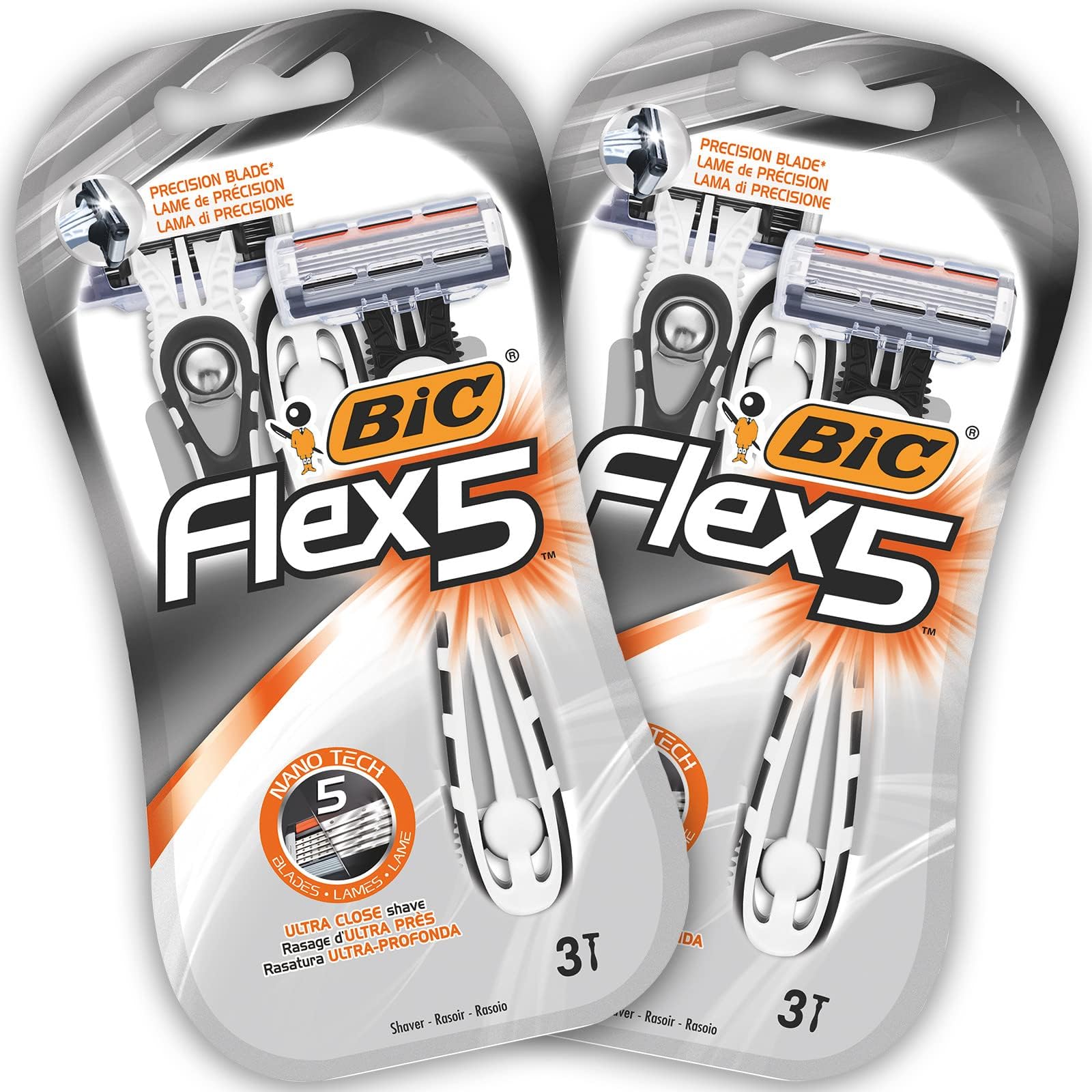 Flex 5 Men's Disposable Razor, 6 Wet Razors with 5 Blades Each with Aloe Vera & Vitamin E for a Gentle Shave