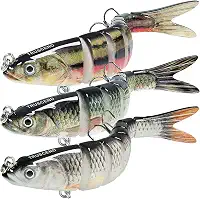 TRUSCEND Iscas de pesca para robalo, truta, iscas de natação multiarticuladas, iscas de natação biônicas de afundamento lento, robalo de água doce e salgada, kit de iscas de pesca realistas