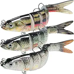 TRUSCEND Iscas de pesca para robalo, truta, iscas de natação multiarticuladas, iscas de natação biônicas de afundamento lento, robalo de água doce e salgada, kit de iscas de pesca realistas