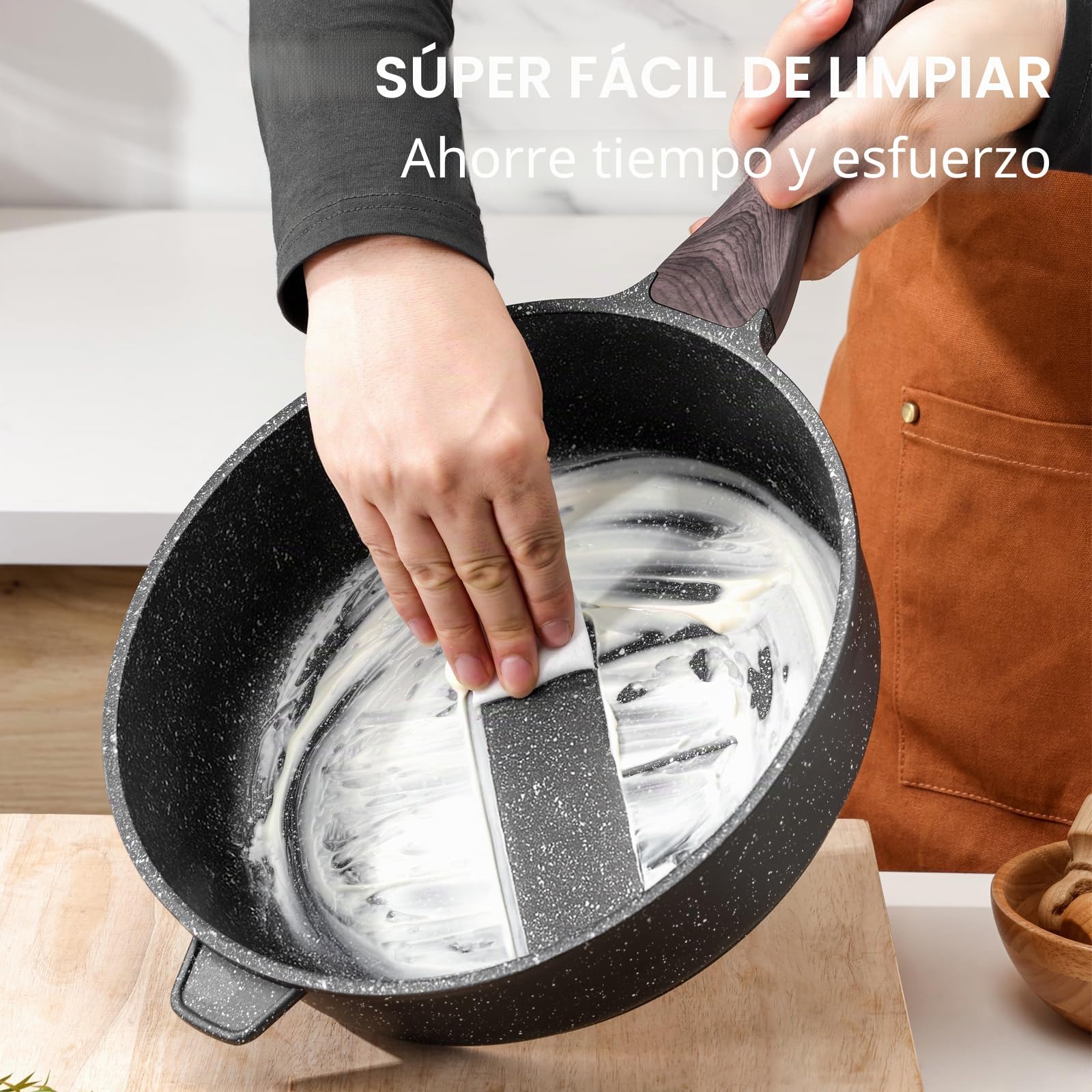 Kordisen Sartén Profunda Antiadherente con Tapa, Gran Sartén de Inducción de 30 cm, Saludable y No Tóxica, Sin PFOA