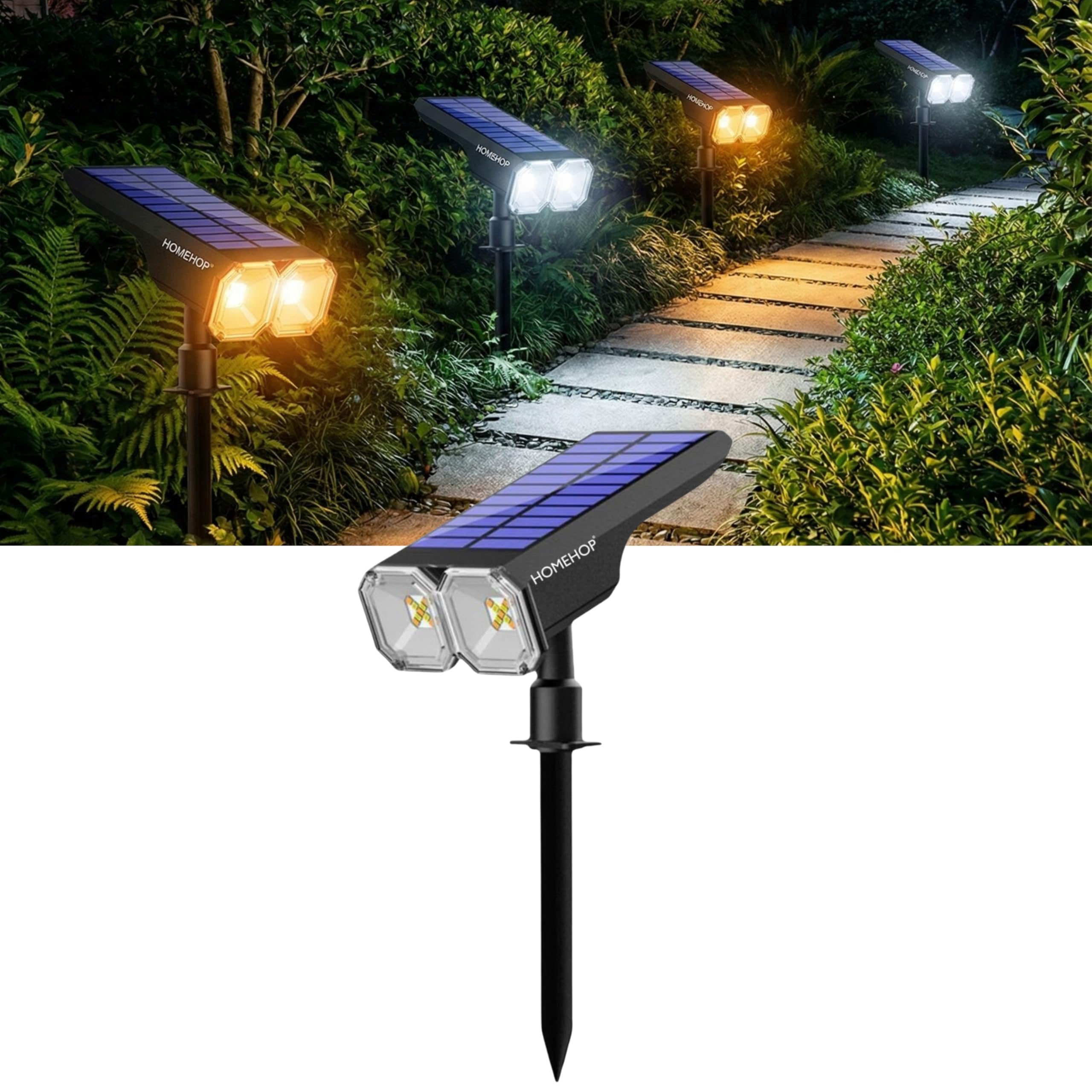 Homehop Solar Light Outdoor Garden Waterproof 10 LED Decorative Spot Lamp for Home, Landscape, Courtyard, Pathways, and Lawn with Auto On Off (ABS+PC)
