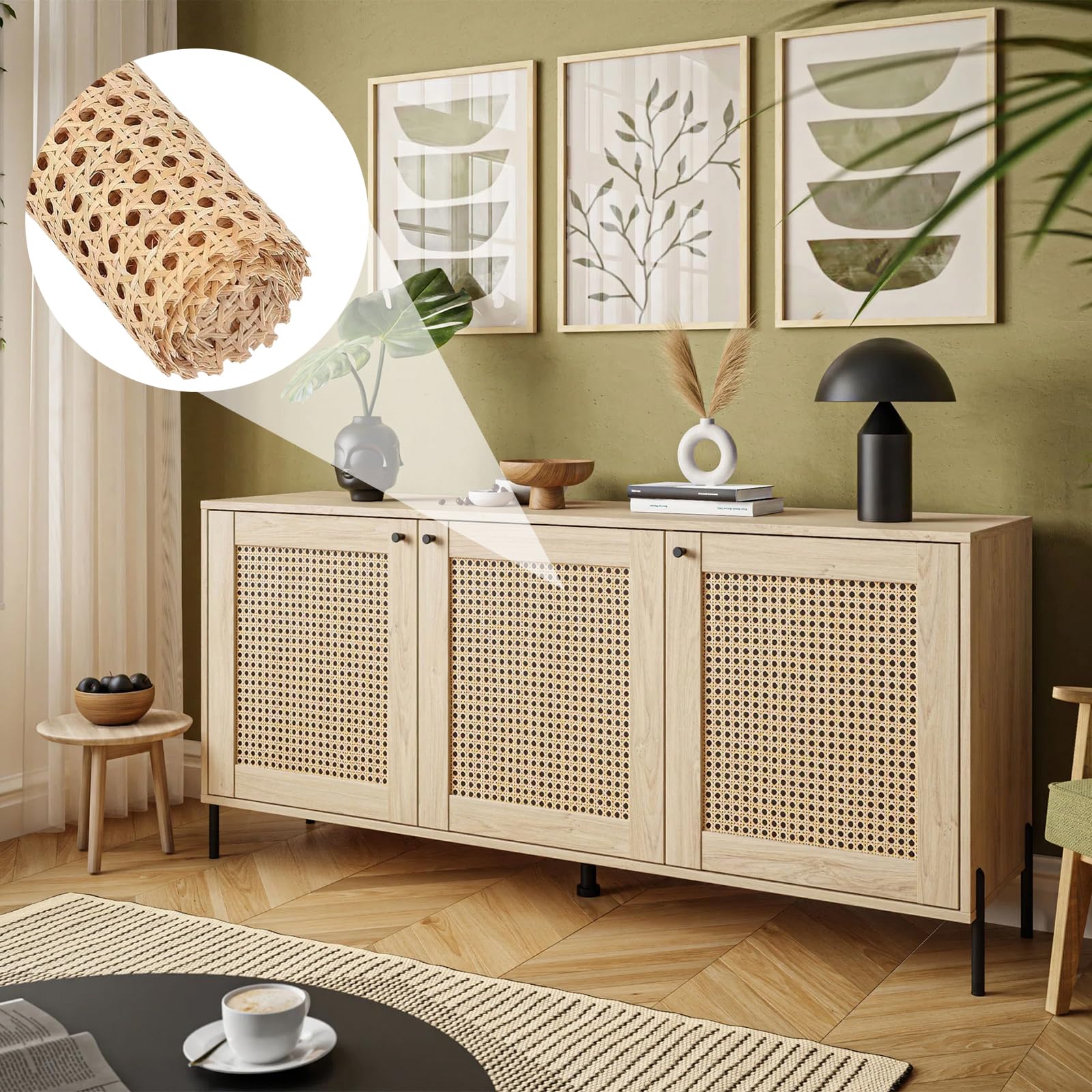 Rattan Rotolo Fettuccia, 40 x 100 cm di Vimini di Rattan, Rattan Intrecciato, Rete di Canna Rattan Rotolo, per Artigianato Fai-da-Te Armadio Sedia Mobili