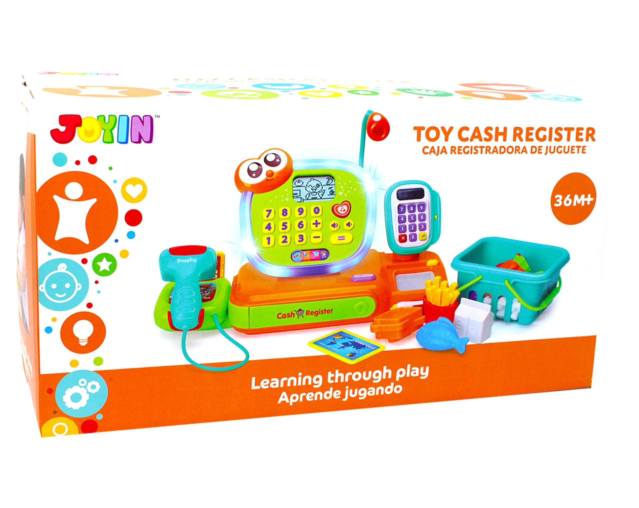 JOYIN Big Play Cash Register Pretend Shopping Toys for Kids, Grocery