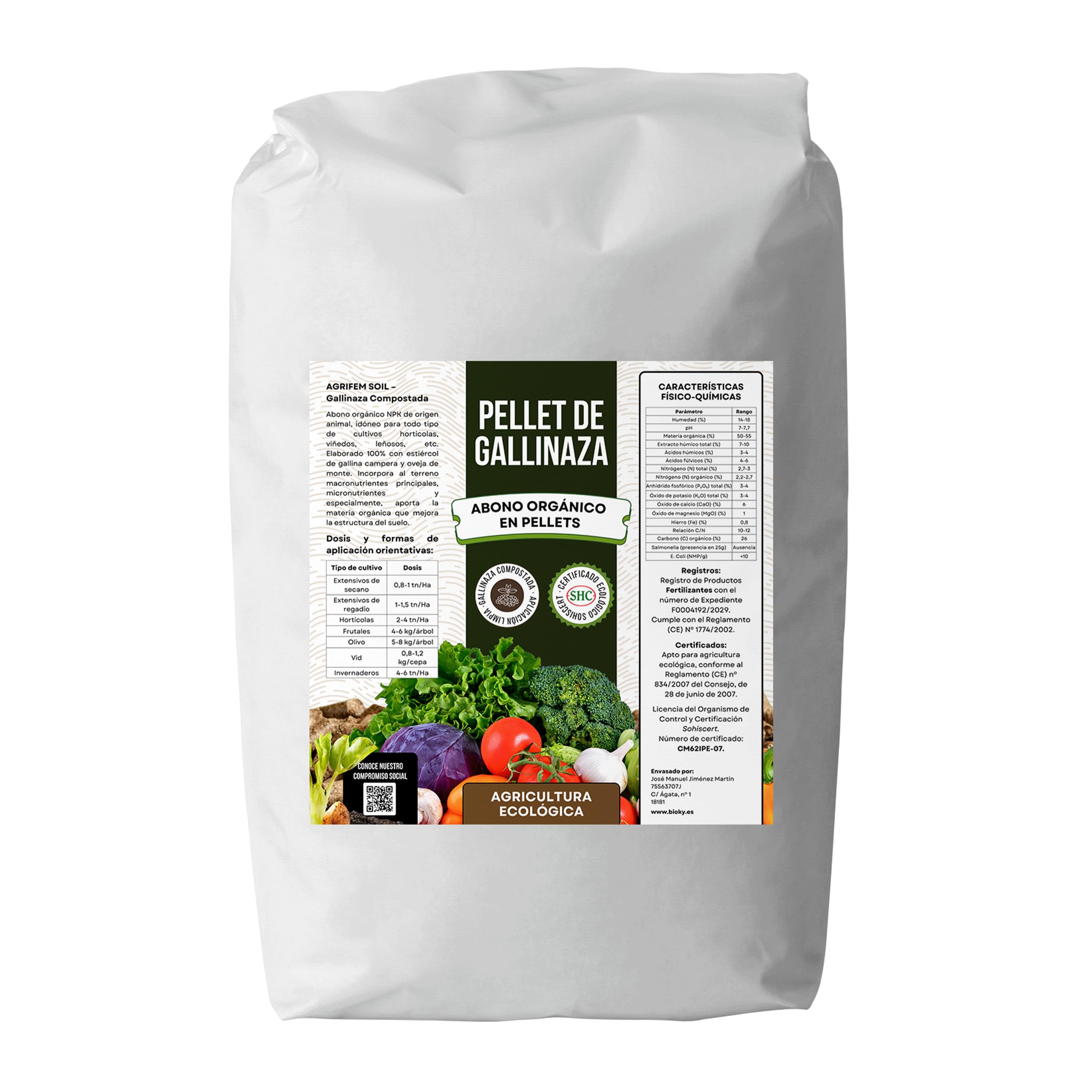 Gallinaza 25kg - Abono Orgánico para Huerto y Plantas de Interior - Fertilizante Orgánico en Pellets - Abono Sólido de Liberación Lenta - Estiércol de Gallina - NPK | Agricultura Ecológica (25)