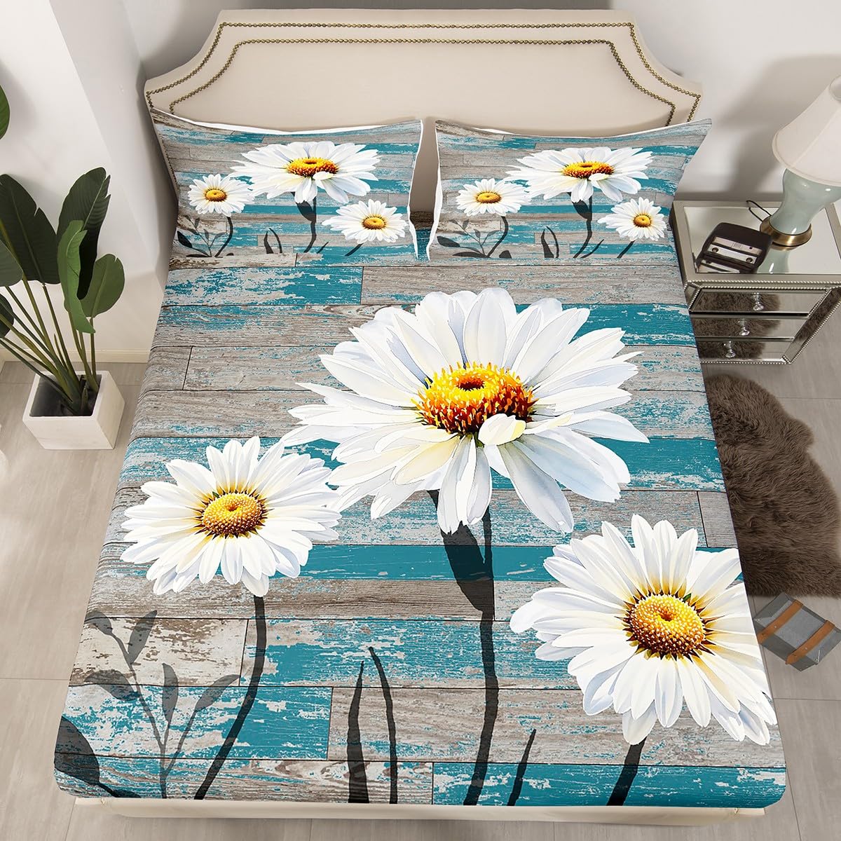 SDIII Sunflower Sheets Queen Size Set – 4PC Microfiber Floral Bedding With Deep Pockets - View #2