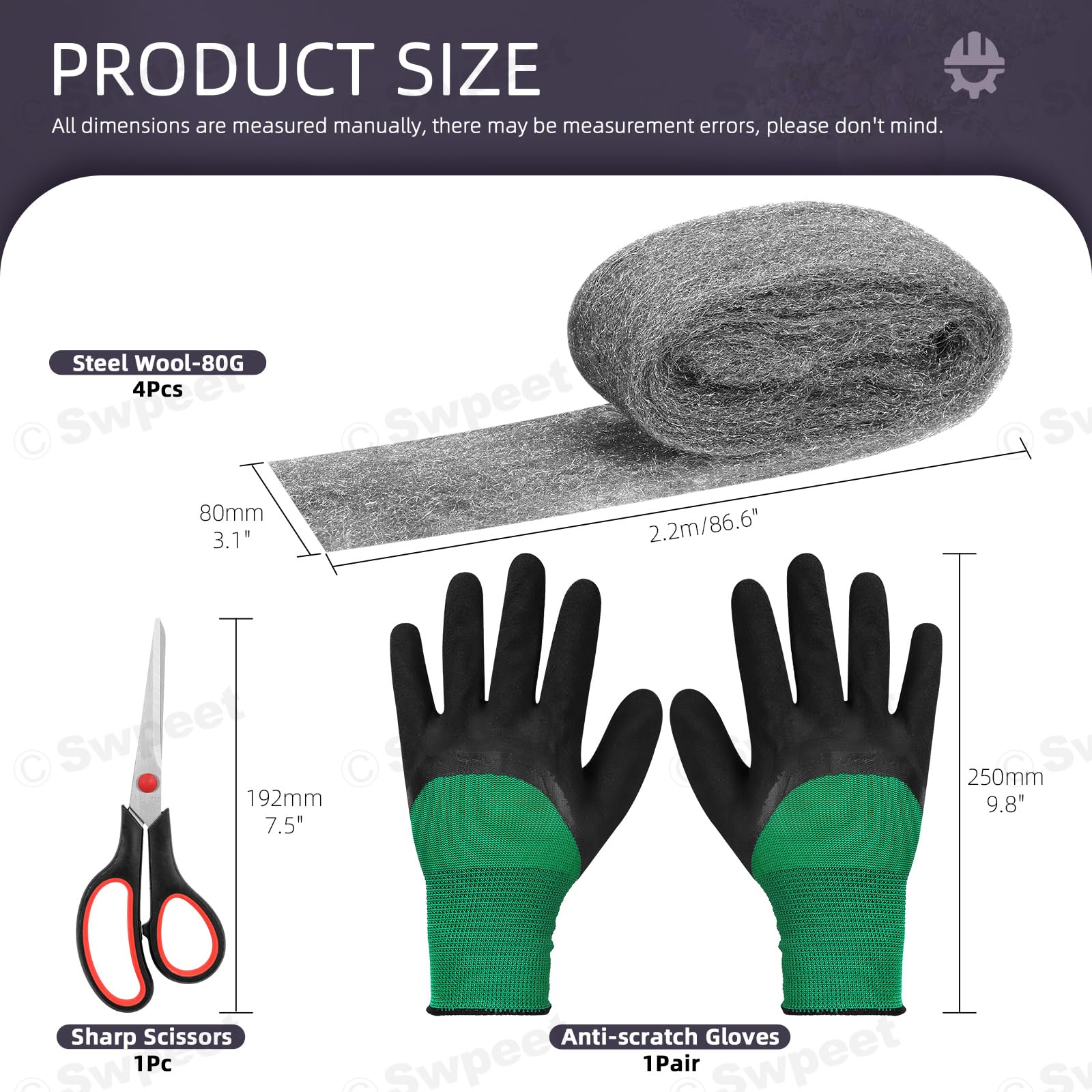Swpeet Steel Wool Gap Filler per casa e garage, pacchetto fai da te