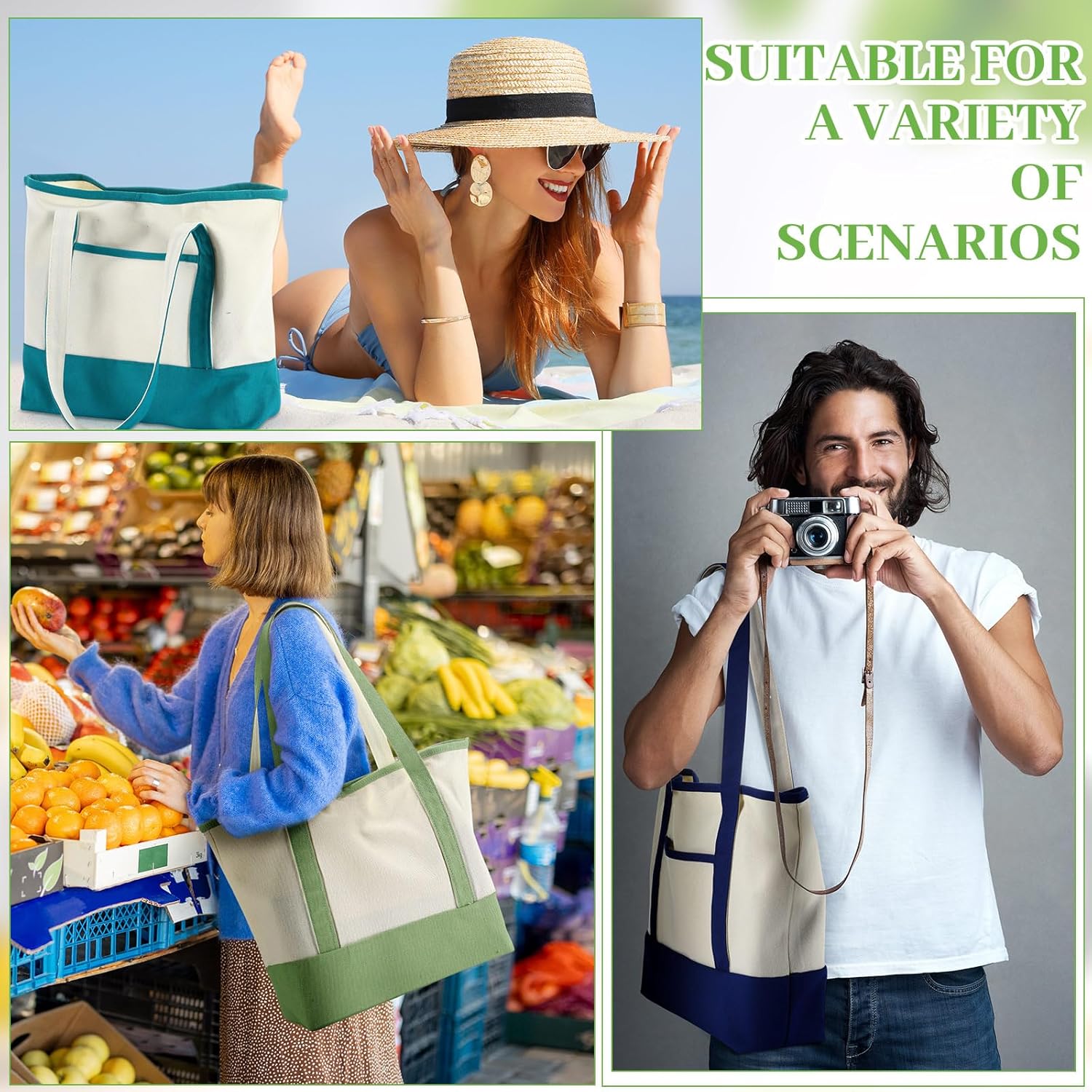 Sanwuta 12 Pack Canvas Tote Bags Bulk, Reusable Shopping Grocery Bags with Handles for Women, Teacher & Mother's Day Gifts