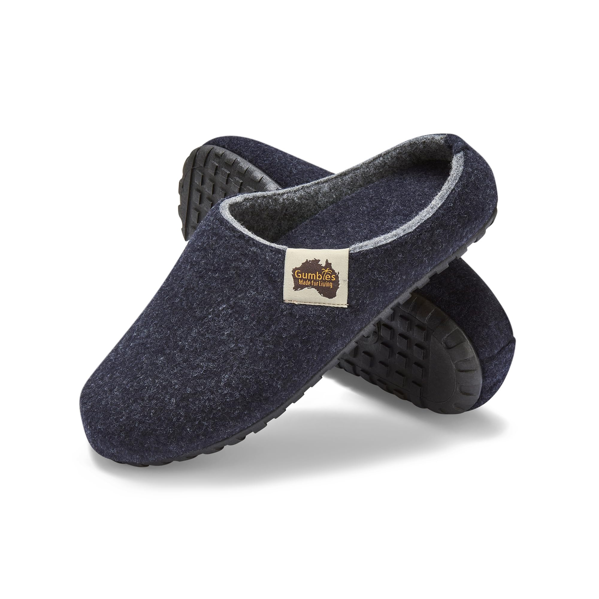 Gumbies Hausschuhe aus recycelten Materialien - rutschfeste & stabile Sohle, herausnehmbare Einlegesohle, wärmehaltend, für drinnen & draußen geeignet - Navy Grey, 46