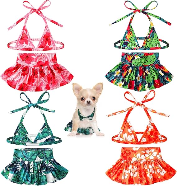 Amylove 4 Pack Summer Themed Dog Bikini for Small Dogs