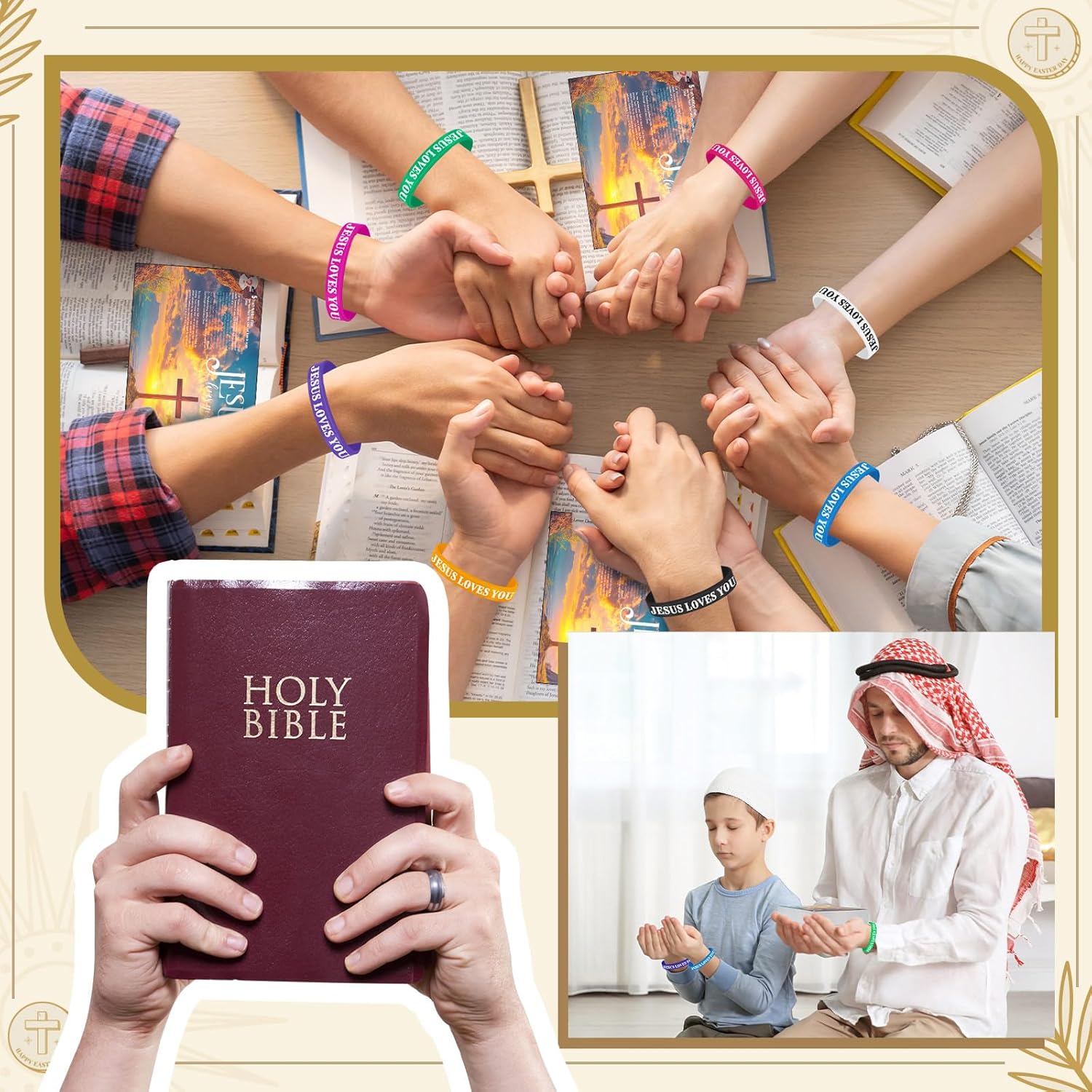 Jerify 100 Sets Jesus Loves You Silicone Wristbands with Bible Verse Cards Christian Rubber Bracelets Inspirational Christian Religious Party Favor Gift for Men Women ID Wristbands