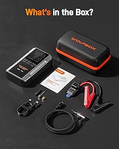 WOLFBOX 3000A Jump Starter with Air Compressor, 16000mAh&160PSI Portable Car Battery Jump Starter with 65W Fast Charge, 12V Battery Pack (8L Gas 6L Diesel Engine) with Boost, Light and Jumper Cables