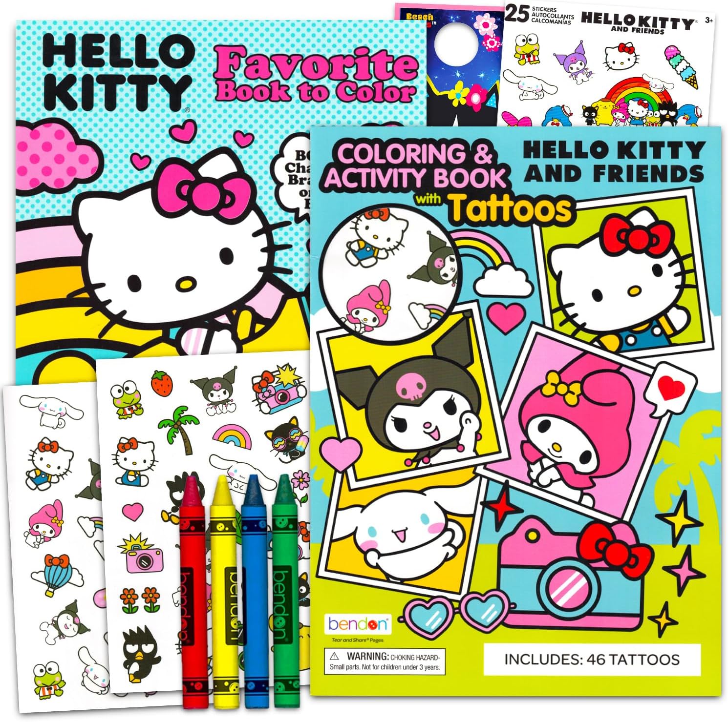 SANRIO Hello Kitty and Friends Coloring Book Jumbo Set - Bundle Activity Book Featuring My Melody, Kuromi, Keroppi, More Plus Stickers, Crayons | Hello Kitty Coloring Set for Girls, Kids