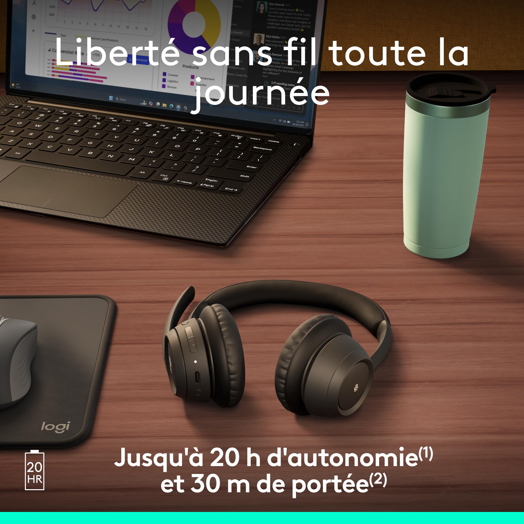 Logitech Zone 305 for Business, Casque Bluetooth sans Fil avec Microphone, Bluetooth natif, pour Microsoft Teams, Compatible avec Windows, Mac, Chrome, Linux, iOS, iPadOS, Android - Noir