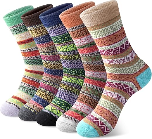 Justay 5 Pairs Womens Wool Socks
