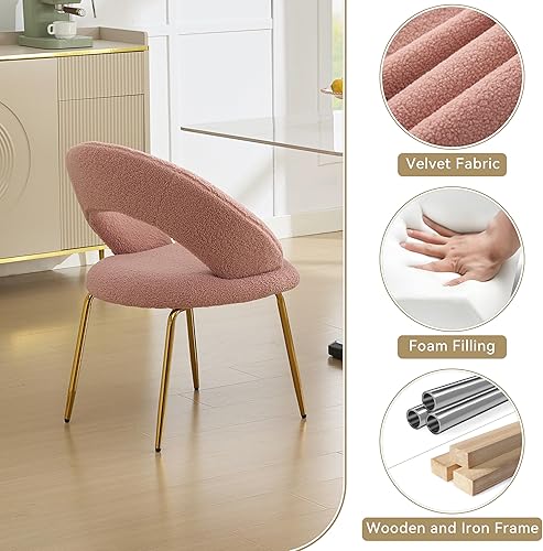 Miniatura 21 de Goujxcy Silla de tocador de piel sintética, silla de escritorio peluda para niñas adolescentes, cómoda silla de tocador de maquillaje, silla de