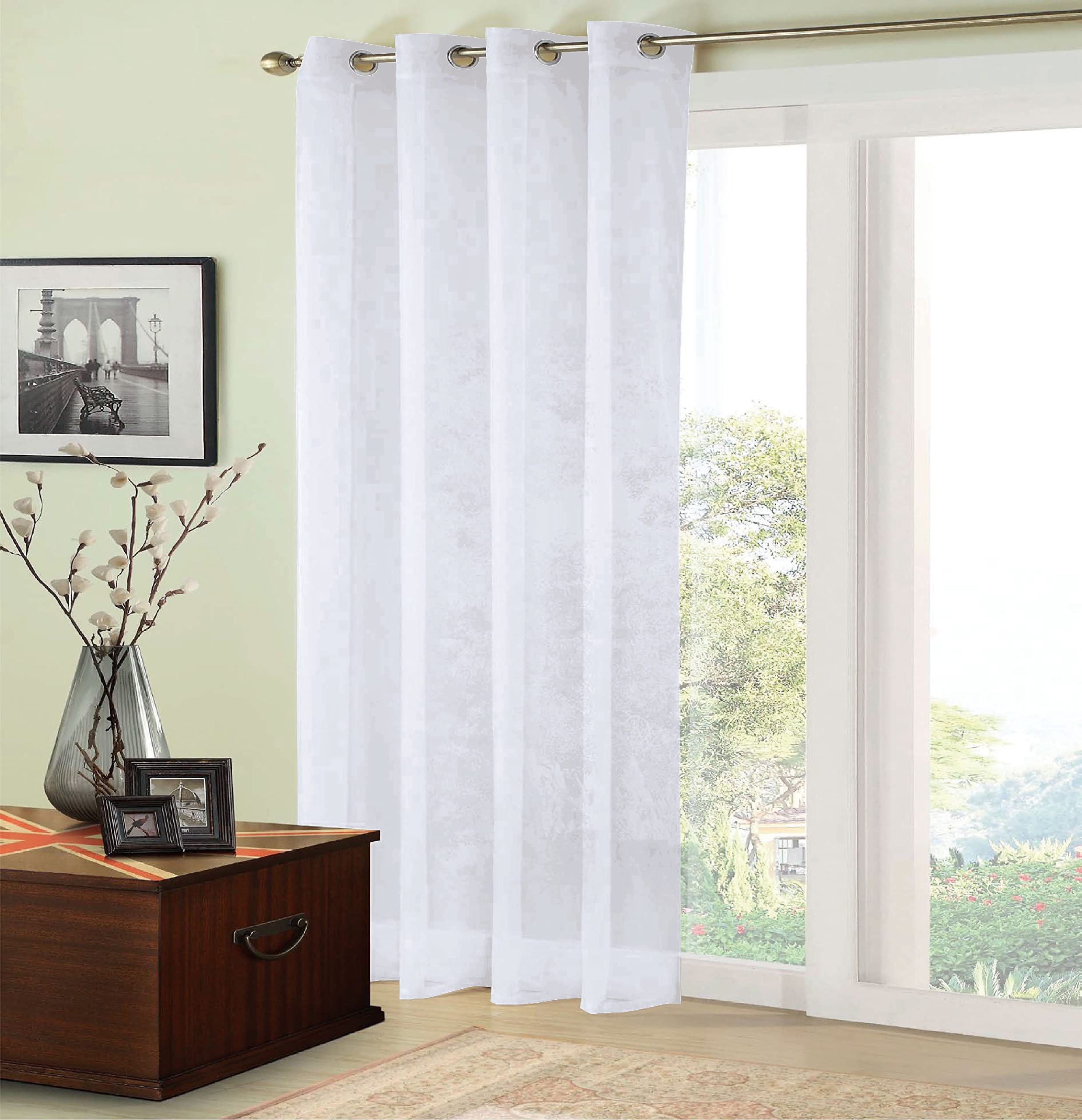 Nets At Home 1 x TRENT Plain Sheer Net Voile Curtain Panel Eyelet Ring Top Header - WHITE - 84" (213cm) Drop