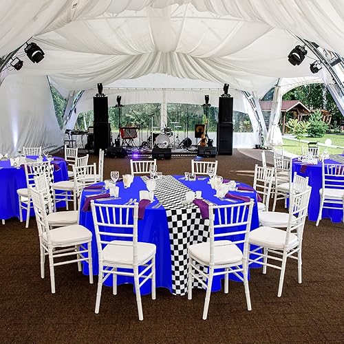 Miniatura 4 de Oudain Suministros para fiesta de cumpleaños de coches, decoración de fiesta de carreras, mantel redondo de carreras con bandera a cuadros, mantel