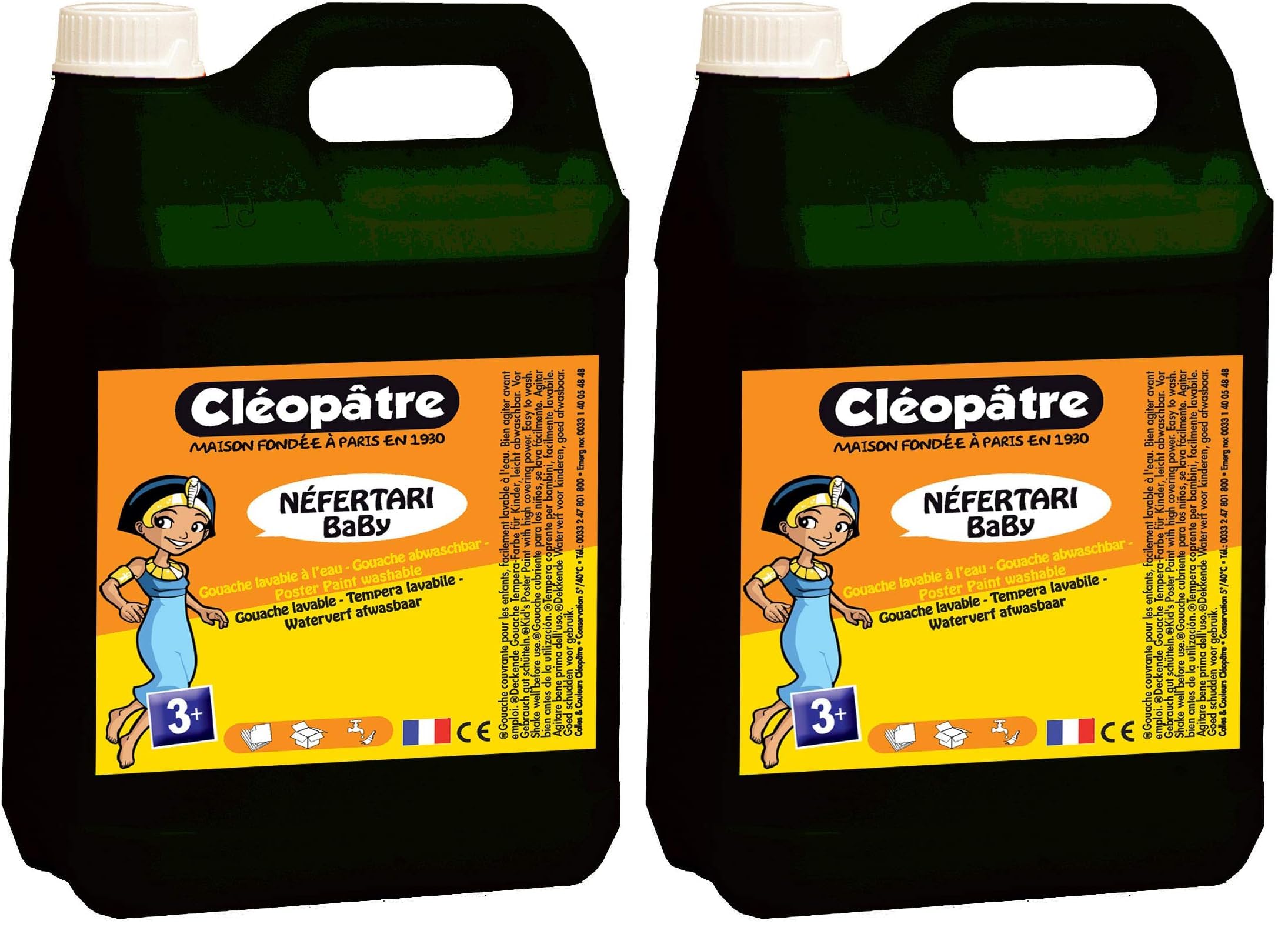 Cléopâtre - PGBB5-2 - Peinture Gouache Néfertari Baby - Noir - Bidon 5 L (Lot de 2)