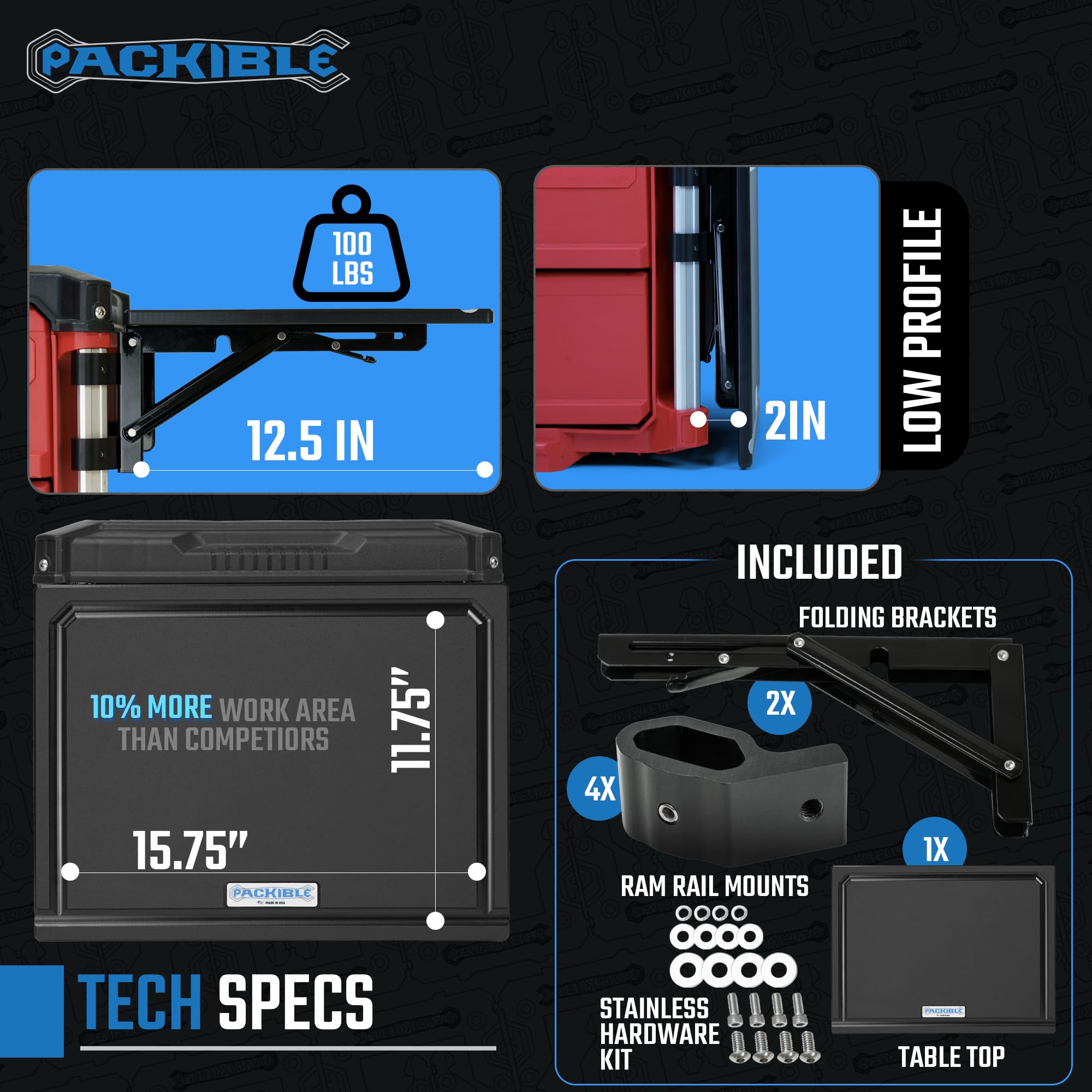 PACKIBLE HDPE Folding Side Table Kit - Milwaukee Packout