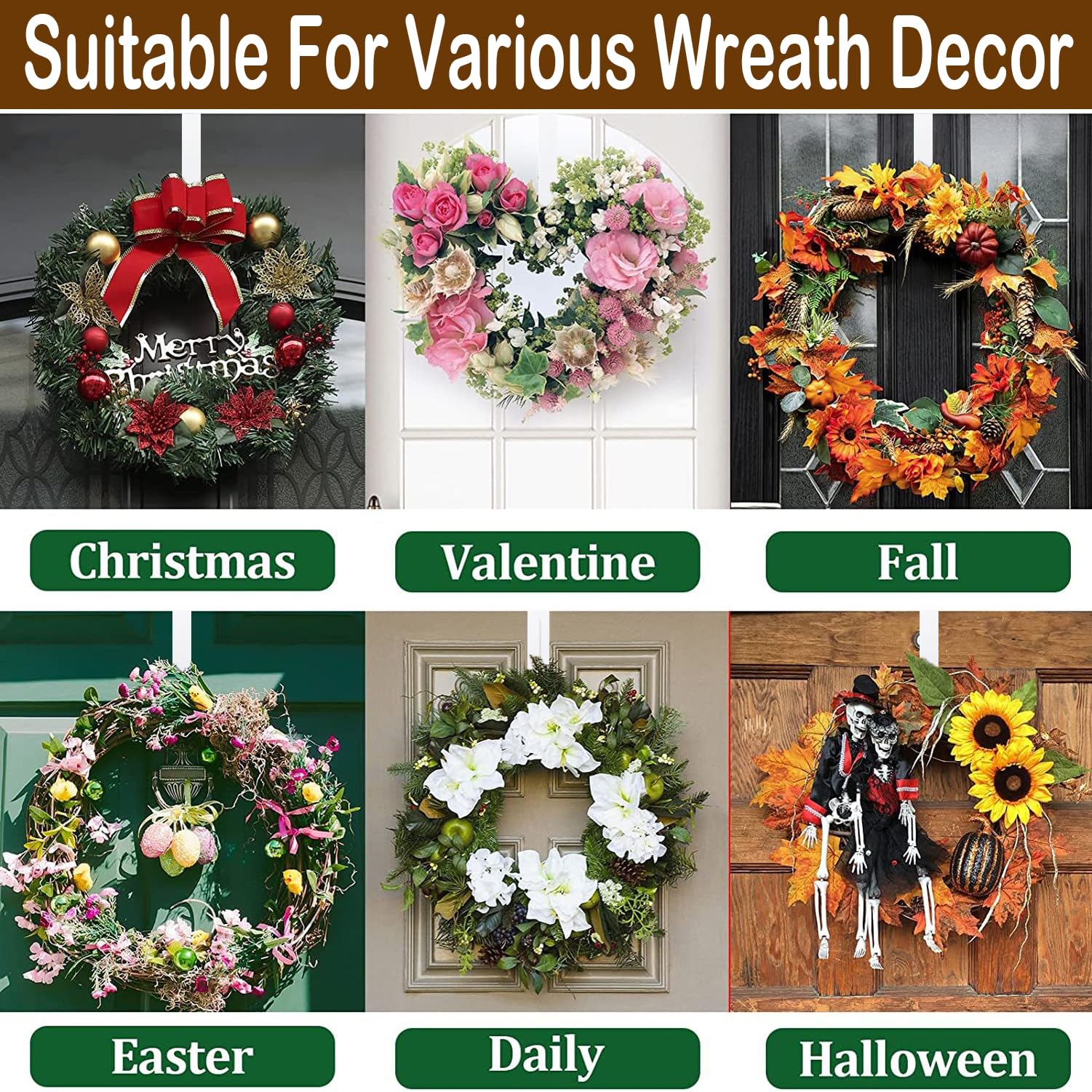 Adjustable Wreath Hanger for Front Door, Wreath Door Hanger Front Door Wreath Hook from 15