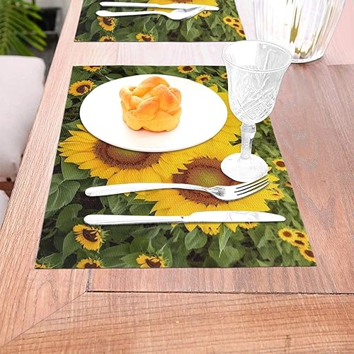 Miniatura 3 de Juego de 1 manteles individuales en forma de corazón de vinilo de PVC con forma de girasol, resistentes al calor, manteles individuales