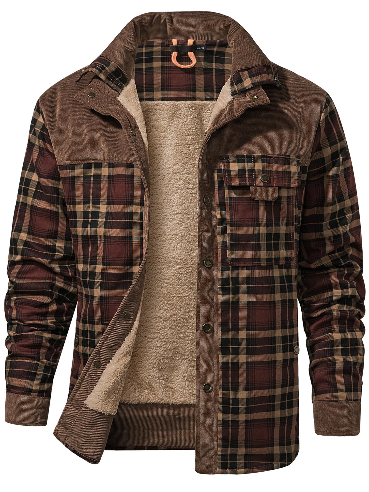 Men's Outdoor Casual Vintage Long Sleeve Plaid Flannel Button Down Shirt Jacket