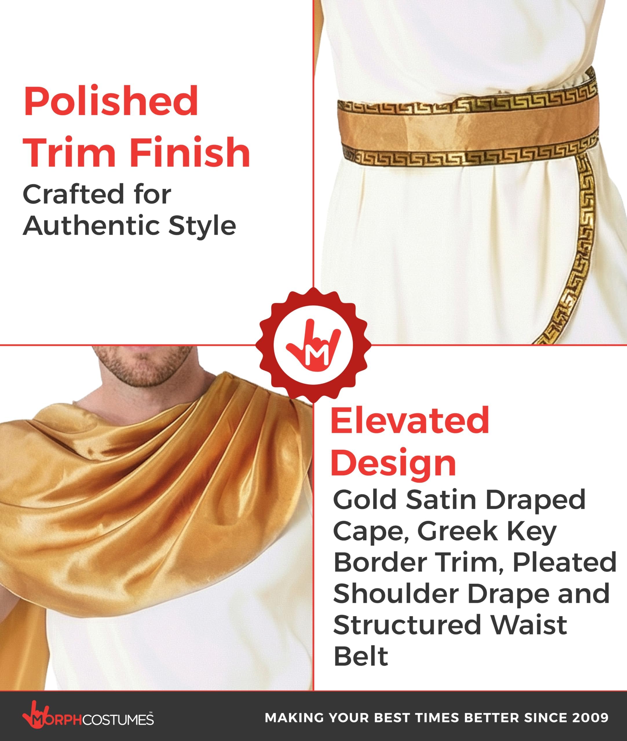 Morph Costume Dio Greco Uomo, Apollo Costume Romano Uomo, Vestito Greco Toga Zeus, Carnevale Imperatore Romano Adulti