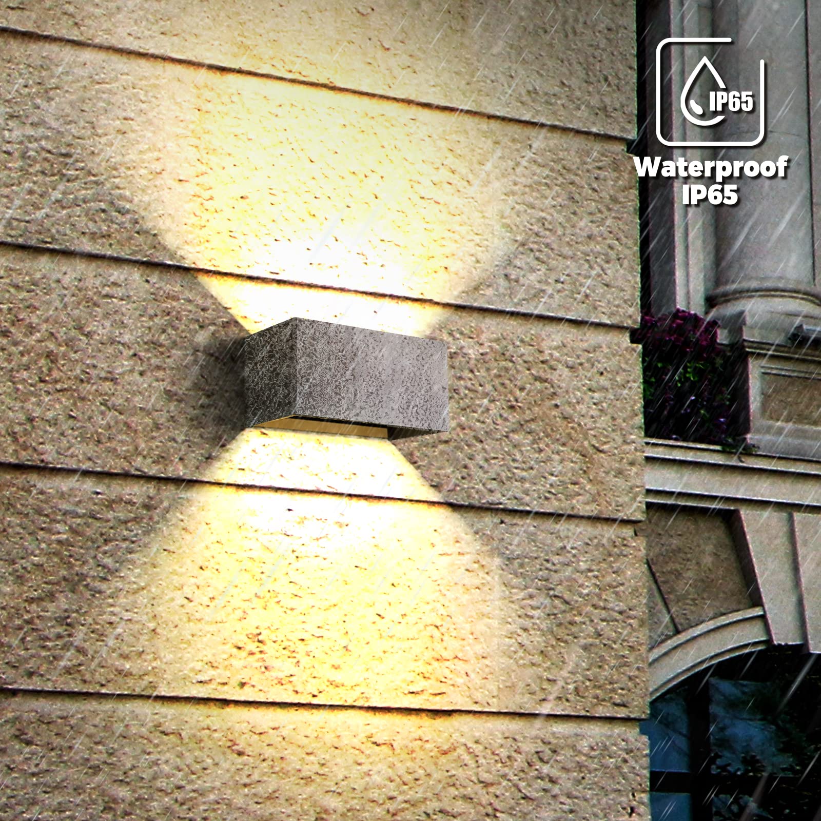 ENCOFT 24W Applique da Parete interno Esterno Lampada da Esterno a Parete COB LED Moderno Grigio, IP65 Impermeabile in Alluminio Luce Bianco Caldo 3000K per Giardino Balcone Grigio