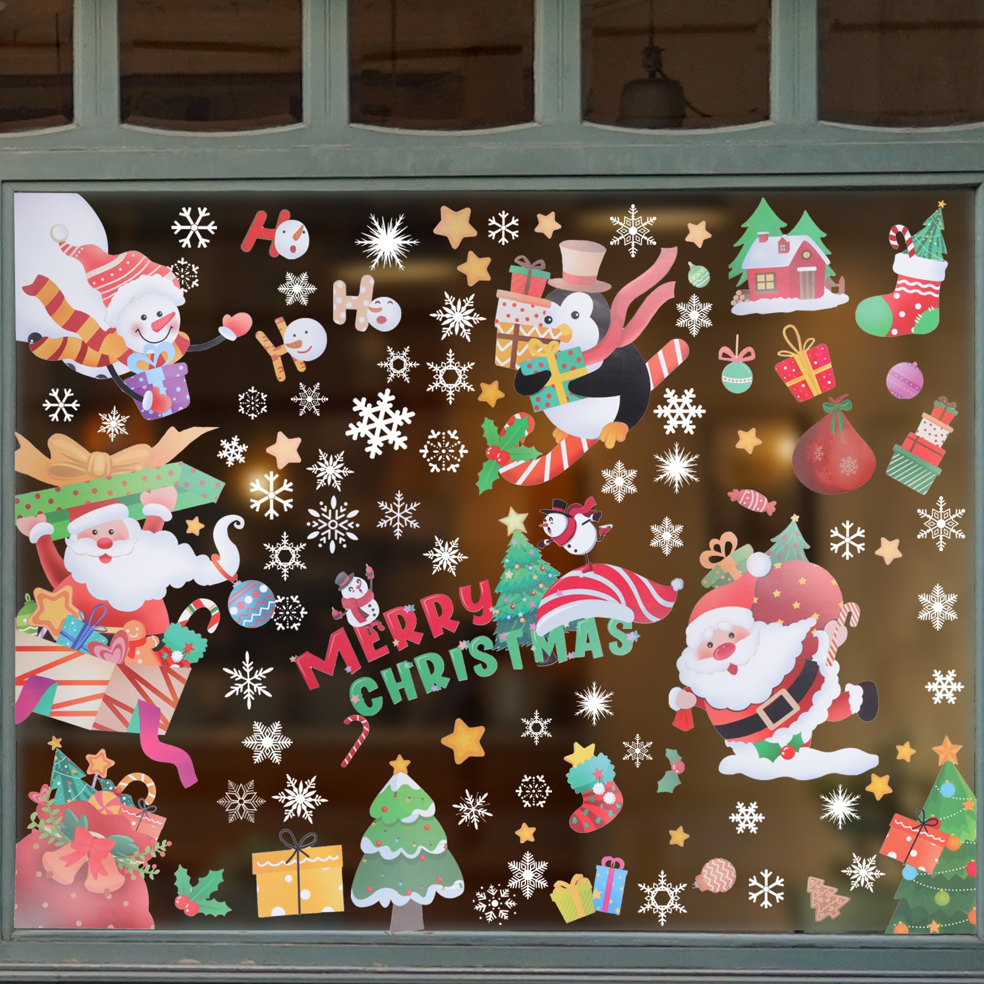 Amazon.co.jp: RENEWREVITAL クリスマス 飾り 窓 ステッカー サンタ 冬