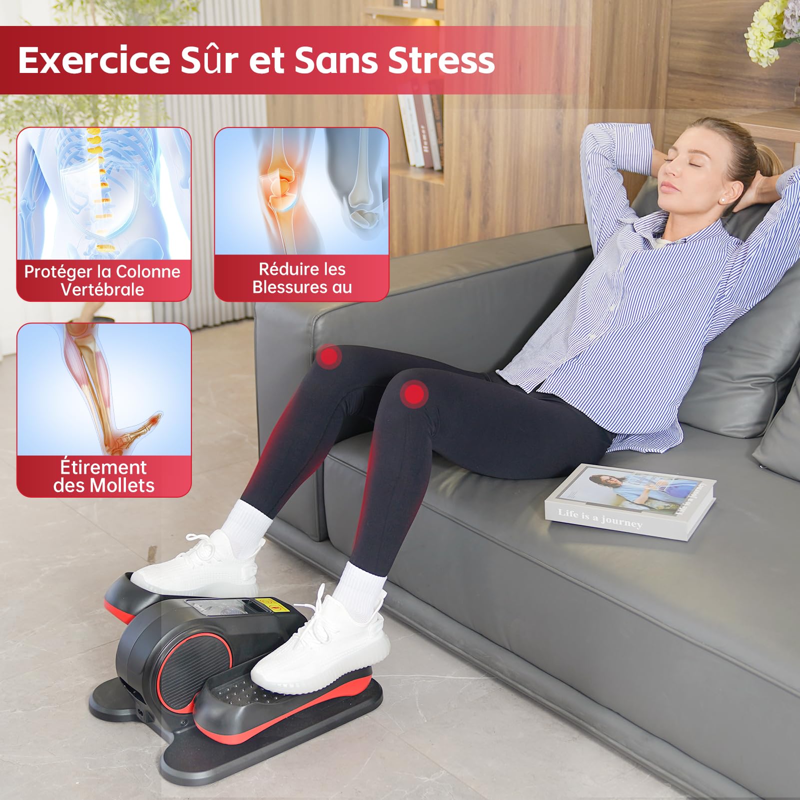 YAMO Appareil Elliptique de Bureau, Vélo Elliptique Électrique avec Télécommande et Écran LED, 12 Vitesses Réglables
