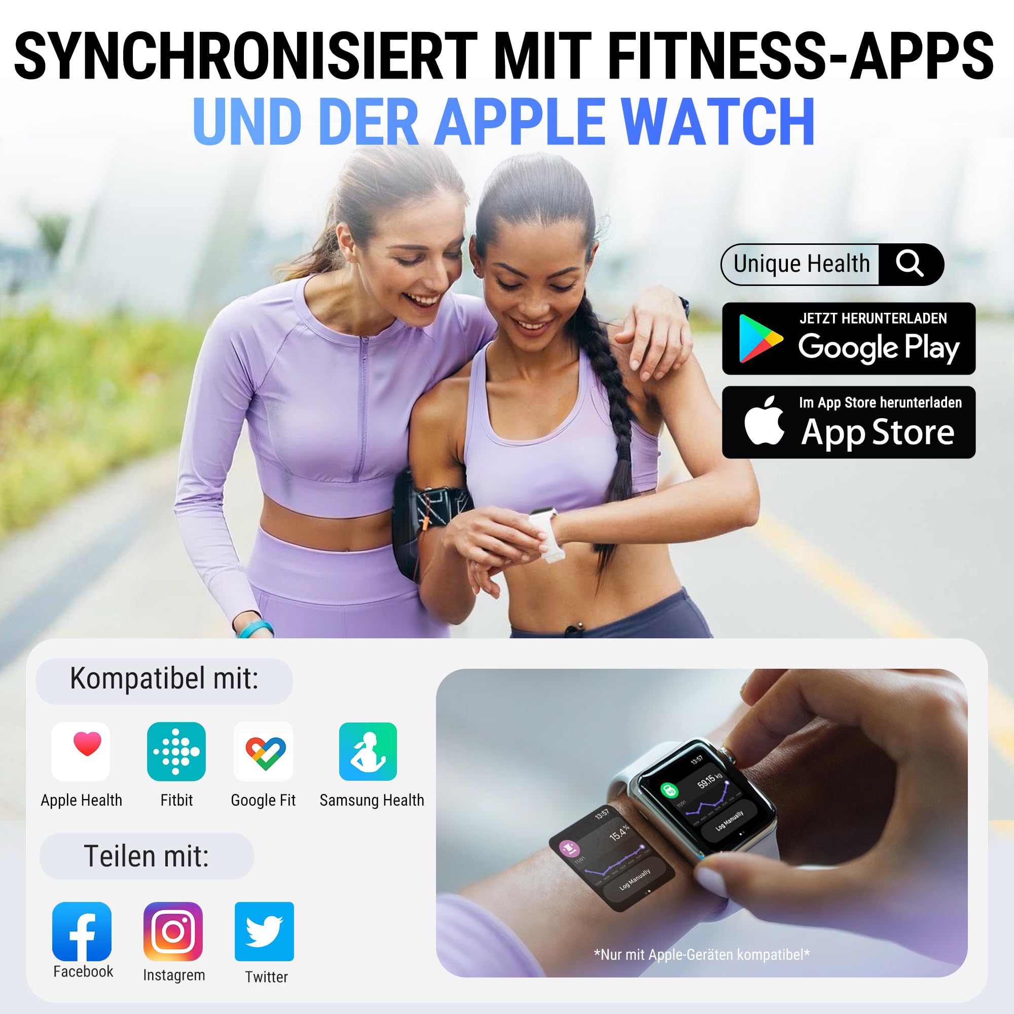 ACCUWEIGHT Körperfettwaage Personenwaage Waage Personen 180KG mit Körperfett und Muskelmasse Bluetooth Körperanalysewaage mit APP Digitale Körperanalysegerät für 17 essentielle Körperwerte