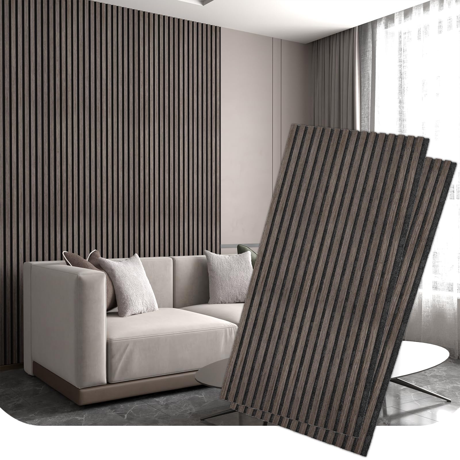 Photo 1 of (NON-REFUNDABLE) 2 Pack Wood Wall Panels, 47.2'' x 23.6'' Wood Slat Wall Panel for Interior Wall and Ceiling Decor 3D Fluted Wood panel, Black Oak 2pcs, 47.2 x 23.6IN Black Oak