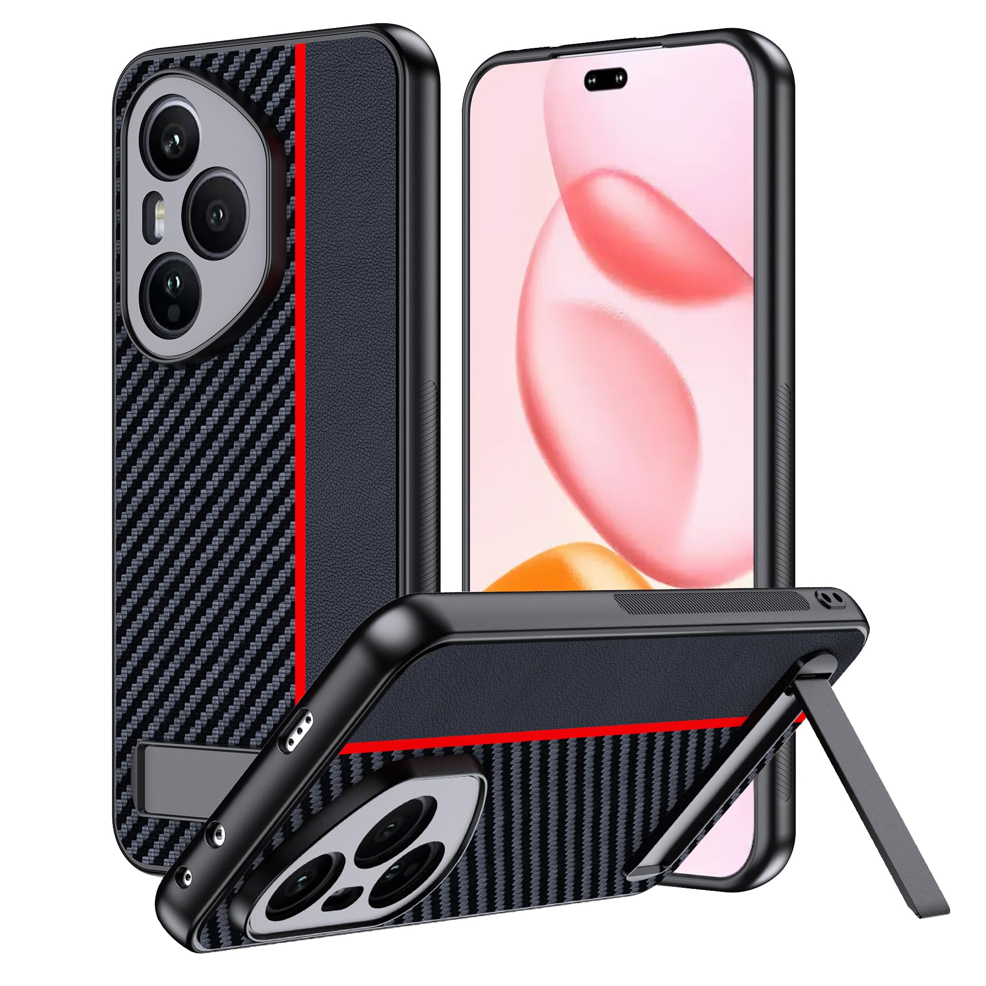 Suttkue for Honor 400 Pro Case,high qualit,PC Material Carbon Fiber,Scratch Resistant,FlexibleFull Protection,Anti-Skid-Black