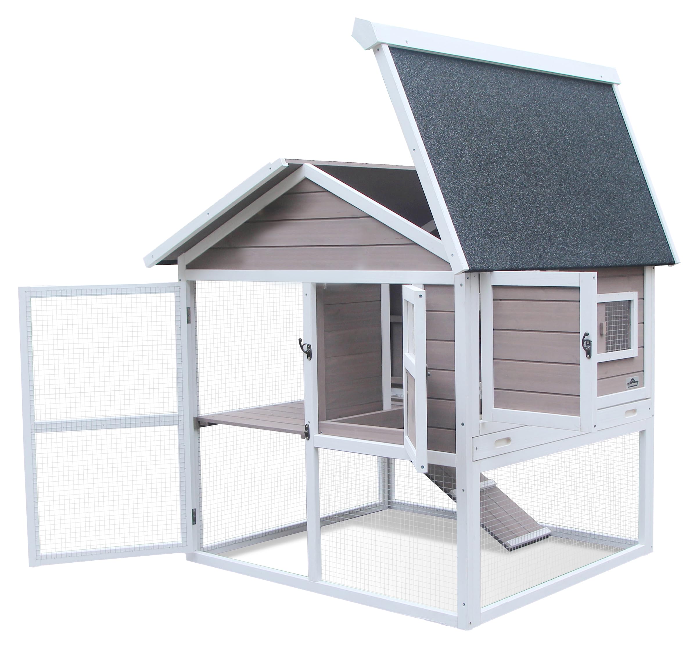 Dehner Nagerheim Happy Home Castel, ca. 108 x 103 x 106 cm, Tannenholz, weiß/hellbraun