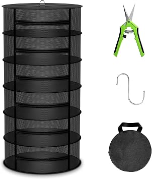 MARS HYDRO Herb Drying Rack, 2 ft 6 Layers Hanging Mesh Plant Racks with Zipper, Garden Pruning Shear, Grow Tent Drying Rack for Herbs, Flowers, Seeds
