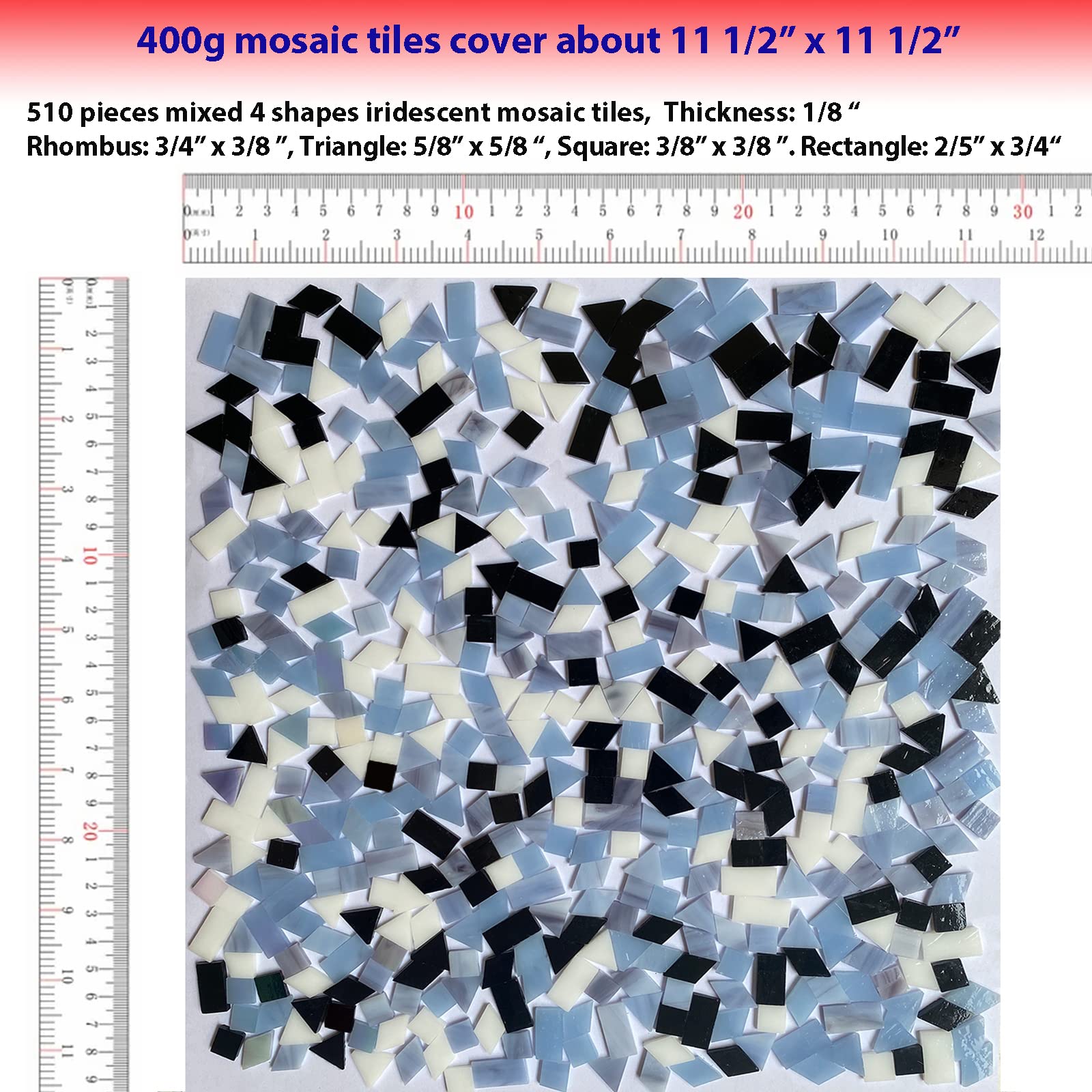 Foaincore Mosaikfliesen Set – 1600 Stück Bunte Buntglas-Stücke Zum Basteln & Dekorieren (0,5 X 2 Cm)