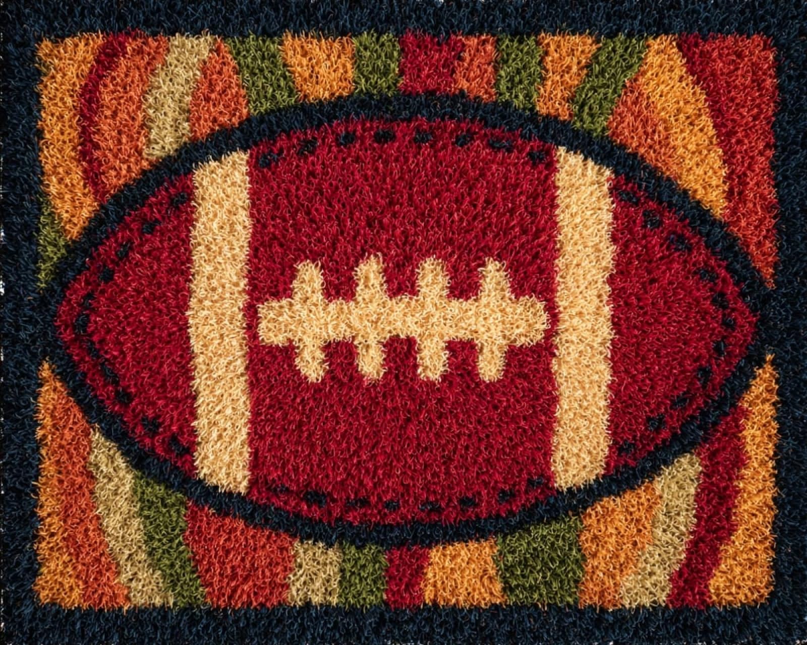 Wallphantom DIY Latch Hook Rug Kit,Baseball,Latch Hook Kits for Adults,Home Carpet Rug Making,Needlework Crafts Rug for Home Decor,60x90cm