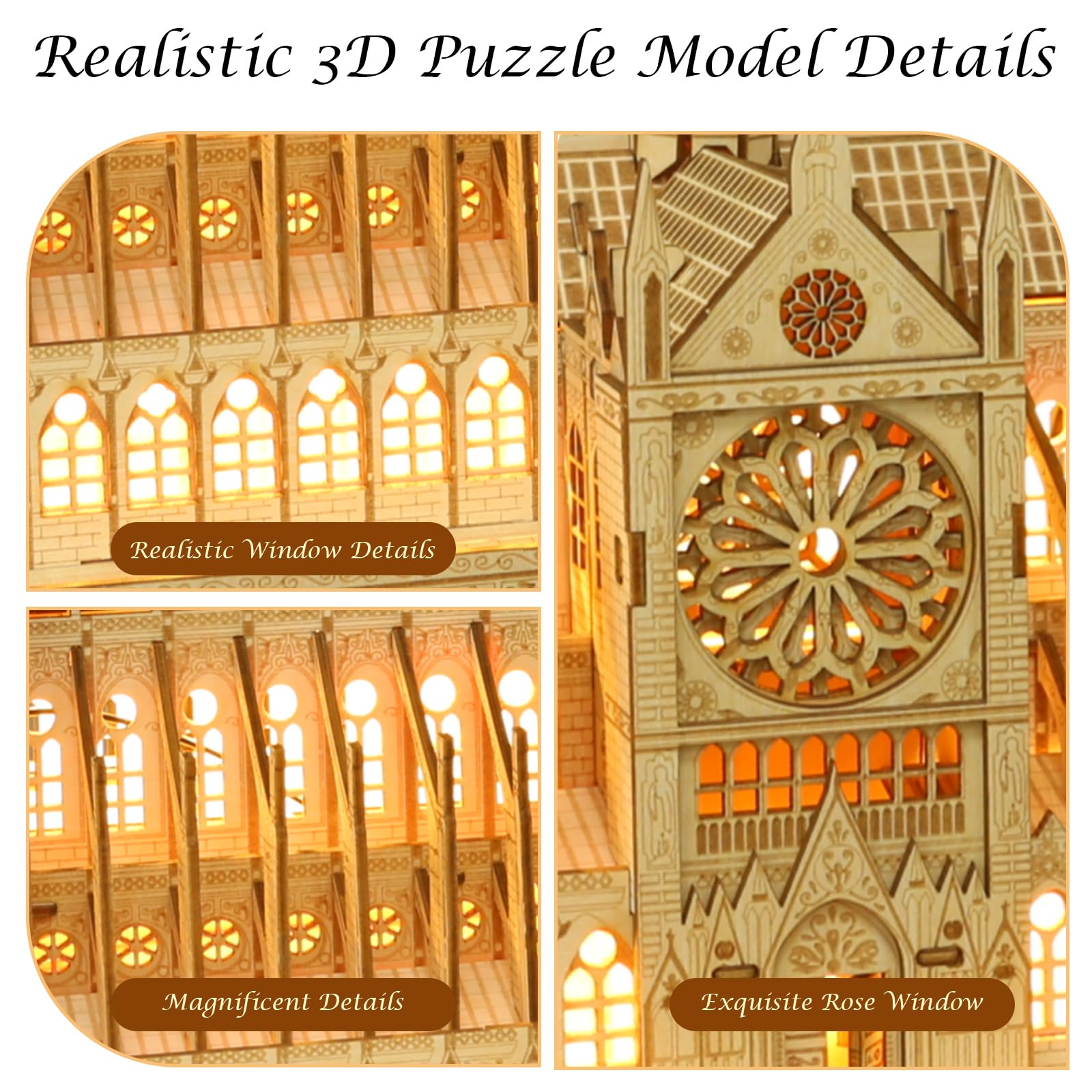 Drewniane puzzle 3D dla dorosłych, Notre Dame de Paris, model architektury drewnianej, francuska pamiątka, mechaniczne drewno, zestaw do samodzielnego wykonania, zabawka, dekoracja domu,